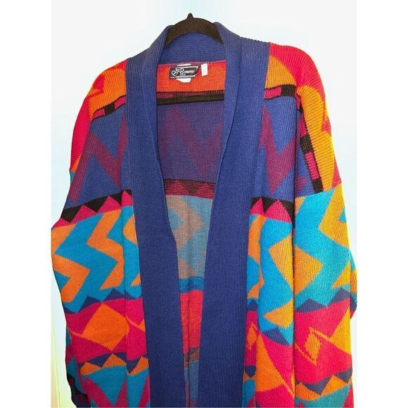 Oversized Aztec Inspired Cardigan-Vintage JJ BROWNE Made in USA-FAST SHIPPING - Picture 2 of 7